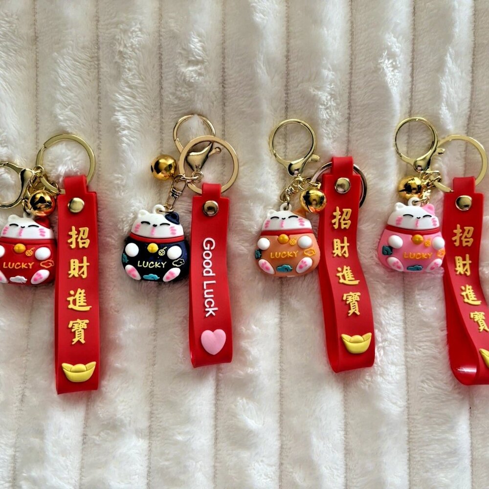 Maneki Neko Cute Lucky Cat Women's Teen's Girl's Bag Pendant Keychain
